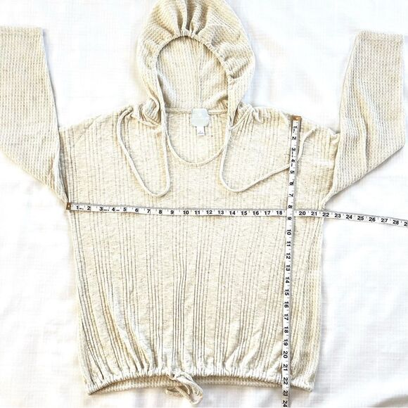 Sunday Linen Blend Long Sleeve Tie Bottom Stretch Lightweight  Hoodie Size L - Picture 10 of 11